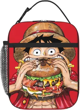 Anime, Luff Jesť Hamburger Prenosné Ručné Balenie Bento Taška Izolované Obed Taška Opakovane Obed Tote pre Prácu Camping Piknik Obrázok