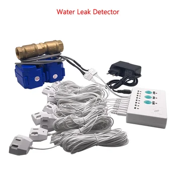 Vodný Senzor Detektora ( 8pcs Káble ) Povodňovej Úroveň, Alarm Monitor s 2ks Ventily DN15 Proti Úniku pre Detekciu Pretečeniu Obrázok