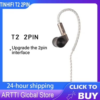 TINHIFI T2-2PIN HIFI Káblové V Uchu IEMs Slúchadlá 2DD Dvojité Dynamické Ovládač Basov, Kovové Monitor s 0.78 mm 3,5 mm Odnímateľný Kábel Obrázok