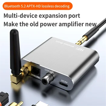 aptX-HD, Bluetooth 5.2 Hudby Prijímač HIFI Bezdrôtové Audio Adaptér 3,5 mm Aux Toslink/Koaxiálny Výstup Pre Amplifer Auto Obrázok