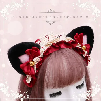 Kawaii Mačka Ucho pokrývku hlavy Japonský Vlasy Príslušenstvo Lolita Cosplay hlavový most Halloween Party Kostým Headdress JK Gyaru pokrývku hlavy Obrázok