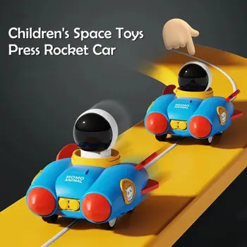Wind-up Autá Raketové Auto Hračky Úžasné Cartoon medzery Stlačte tlačidlo a Prejdite autíčka Plastové Astronaut Klasické Hračky Obrázok