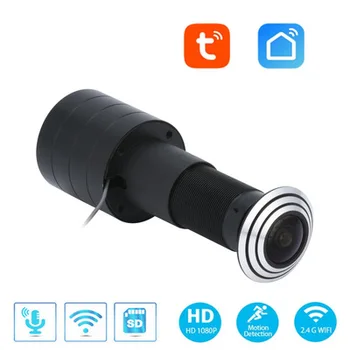 Tuya Smart Dvere Očné Jamky Bezpečnostná Kamera 1080P HD 1.7 mm širokouhlý Objektív rybie oko CCTV Siete Mini Peephole Dvere, WifI, Fotoaparát Obrázok