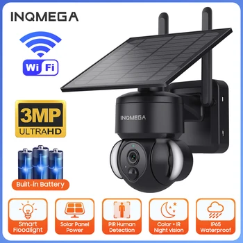 INQMEGA 3MP, WIFI, Vonkajšie Slnečné Fotoaparát PIR Ľudských Detekcie Solárne Dohľadu Bezpečnostné Kamery na Nočné Videnie CCTV videokamery Obrázok