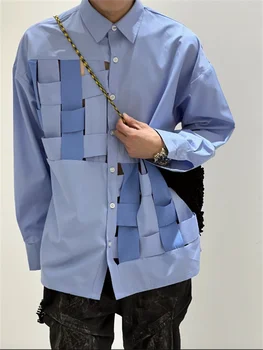 Originálny dizajn jesenné a zimné nové duté modrá bunda patchwork Obrázok