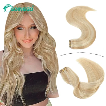 100% Ľudské Vlasy Útku Rovno Európske Remy Vlasy Zväzky Salon Kvality Vlasov Popola Blond Highlight Platinum Blonde 100g/Pc Obrázok