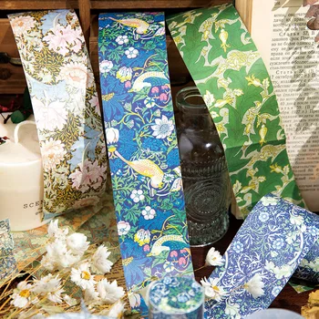 William Morris Maľovanie Kvetinové Vzory Washi Pásky Farebné Maskovacia Páska Dekoratívne Lepidlo pre DIY Plavidlá Darčekové Balenie Zápisník Obrázok