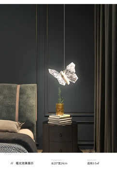 Nordic light luxusné motýľ krištáľový luster osobnosti tvorivý bar, kaviareň interiéru senior dekoratívne osvetlenie luster Obrázok