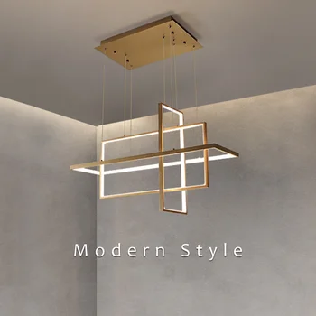 Moderné LED Stropný Luster Pre Jedáleň, Kuchyňa, Obývacia Izba, Spálňa Obdĺžnikový Dizajn Prívesok Svetlá Jednoduché Závesné Lampy Obrázok